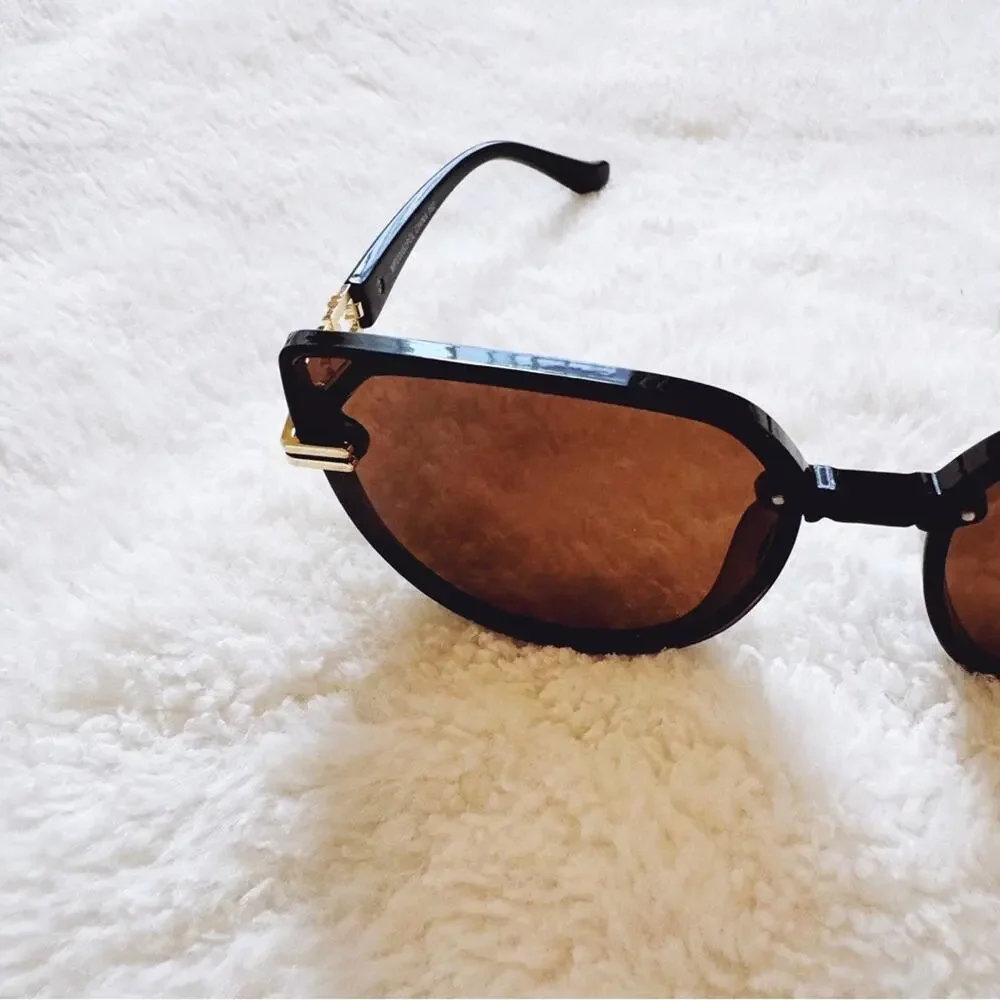 Genevieve Clear Brown & Black Rimless Polarized Sunglasses